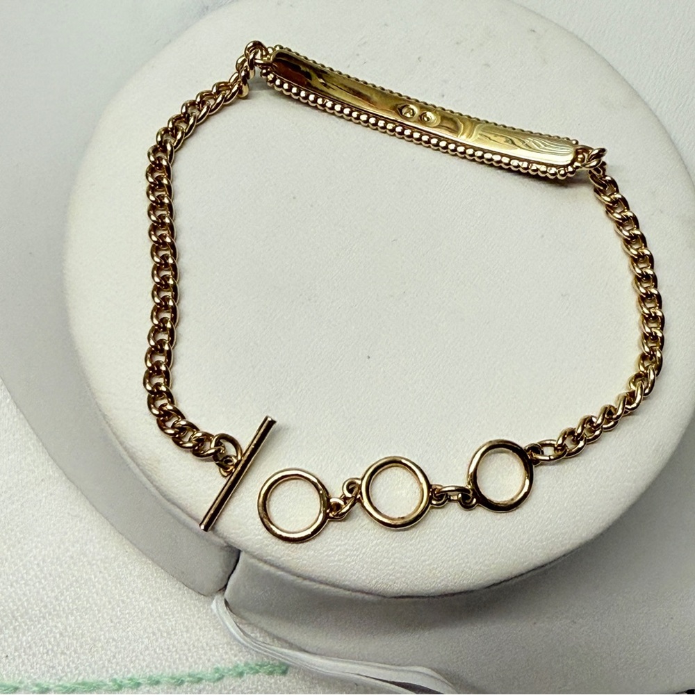 SWAROVSKI "Locket" Black Pave Crystal Bar Gold Plated Chain Bracelet Toggle - Picture 2 of 6